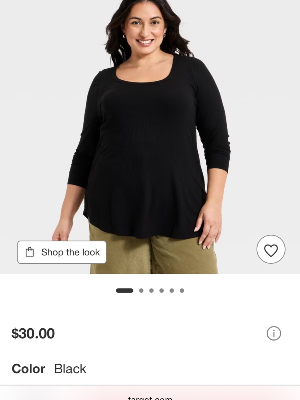 Ava & Viv Black Scoop Neck 3/4 Sleeve Tunic Top